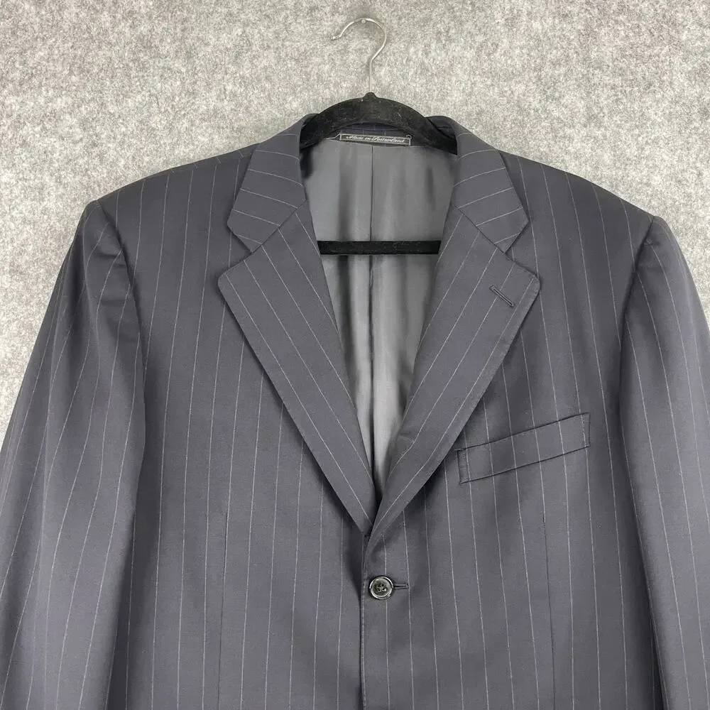VTG Ermenegildo Zegna Blazer Mens IT 52R US 42R Blue Stripe Wool 3 Button Neiman